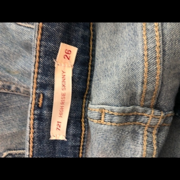 LEVIS 721 High Rise Distressed Skinny Jeans 26 - Picture 7 of 7